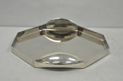 Modern Art Deco Style Silver Plated Nickel Octagonal Vanity Bar Tray "FE"
