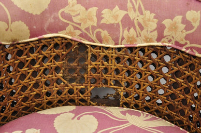 Vintage Hollywood Regency Faux Bamboo Cane Barrel Back Lounge Chairs (A) - Pair