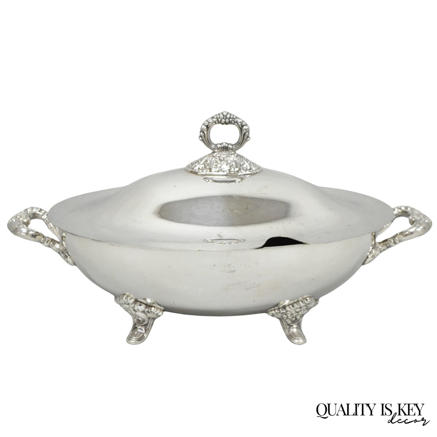 Vintage Poole Regency Style Footed Silver Plated Lidded Soup Tureen Serving Bowl