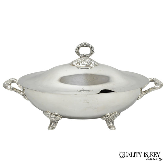 Vintage Poole Regency Style Footed Silver Plated Lidded Soup Tureen Serving Bowl