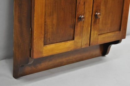 Vintage American Colonial Style Cherry Wood Wall Hanging Hutch Kitchen Cupboard