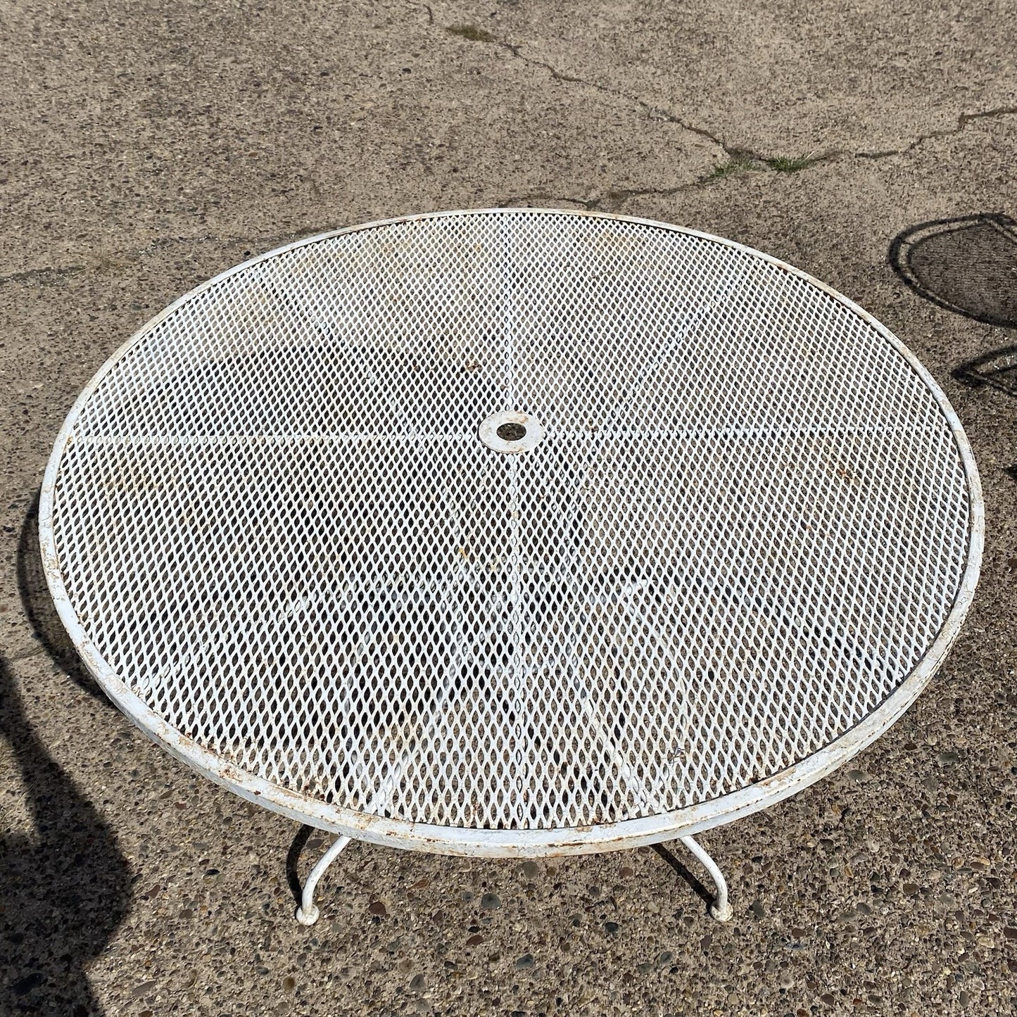 Vintage Mid Century Modern Woodard Style Wrought Iron Garden Patio Dining Set 5p