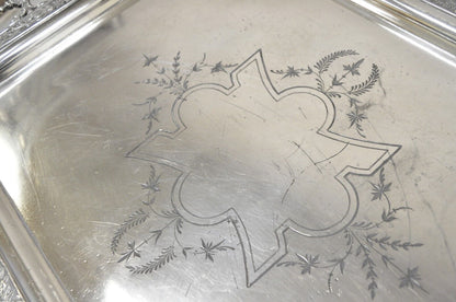 Antique Wilcox Victorian Aesthetic Movement Silver Plated Serving Platter Tray