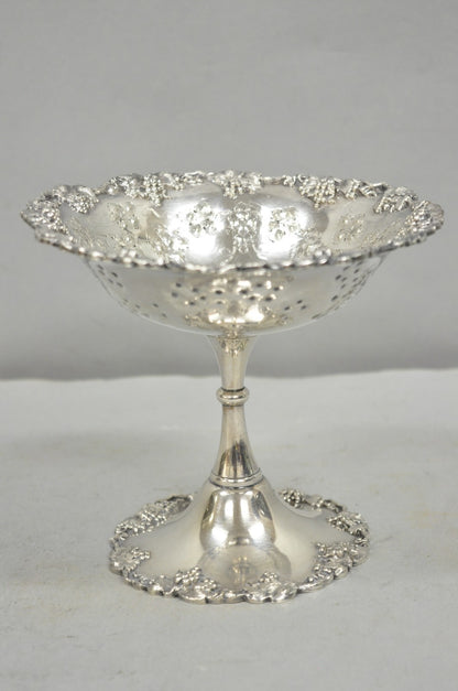 Victorian Silver Plated Grapevine Repousse Pedestal Candy Nut Dish by Barbour