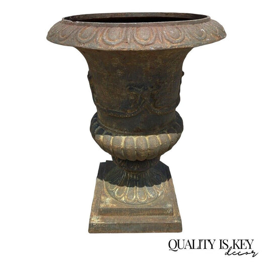 Cast Iron 31" French Style Round Garden Campana Urn Outdoor Planter Pot