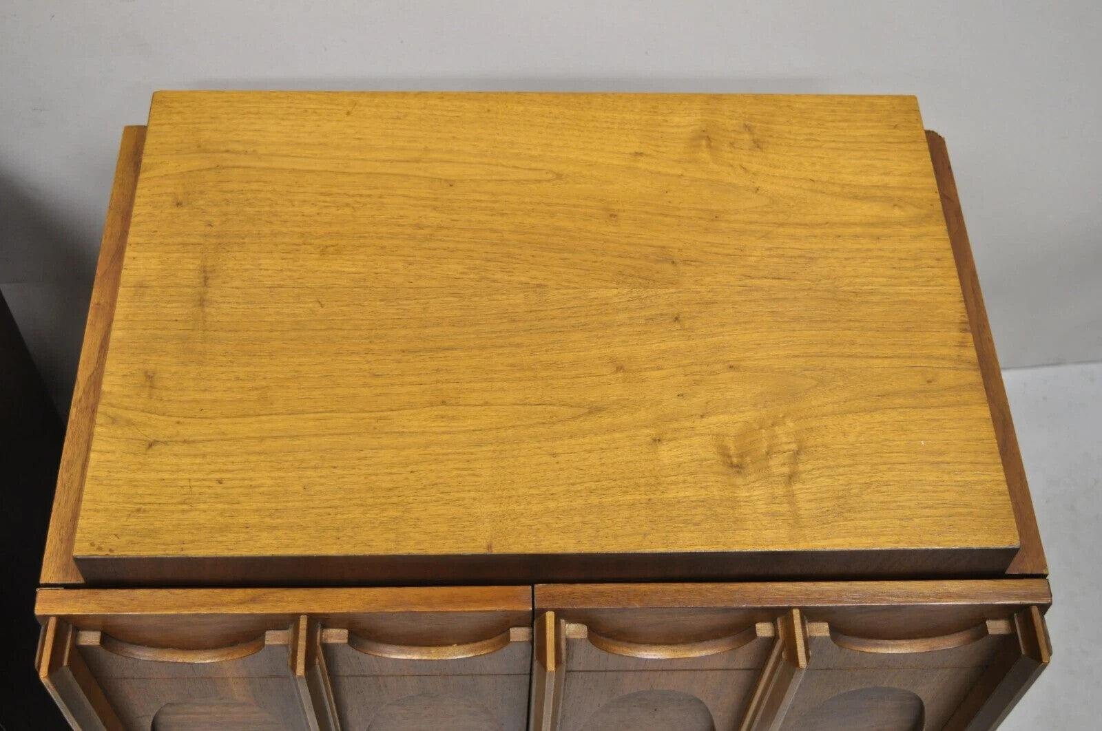 Vintage Mid Century Modern Sculpted Walnut Nightstand Cabinets by Tobago - Pair