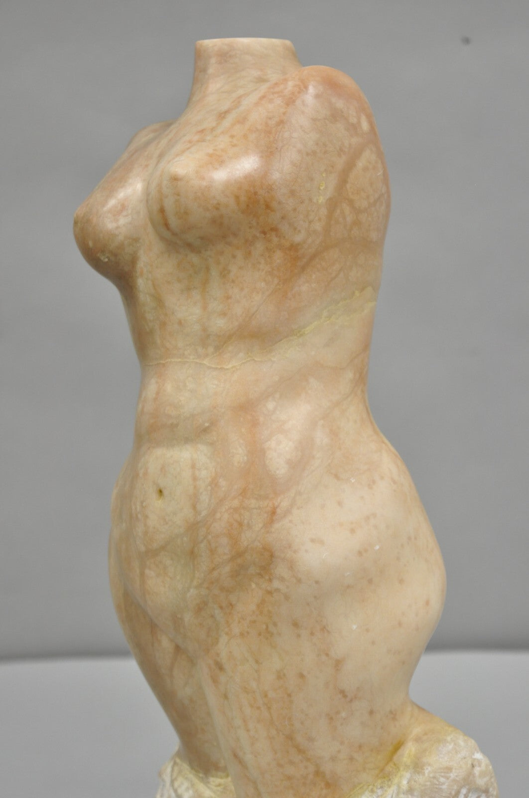 Morton Gaffin Female Nude Bust Modernist Carved Peach Alabaster Sculpture
