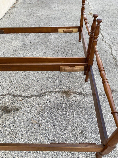 Vintage Colonial Style Cherry Wood Cannonball Single Twin Bed Frames - a Pair