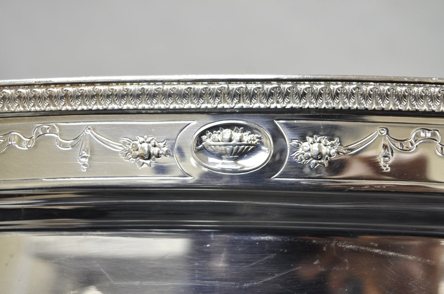 Antique Reed & Barton 04072 English Edwardian Silver Plater Serving Platter Tray