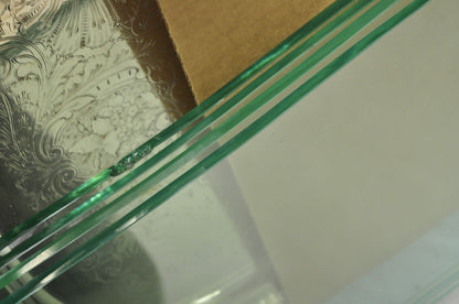 Antique American Empire Tiger Oak Curved Glass China Cabinet w/ Carved Griffins