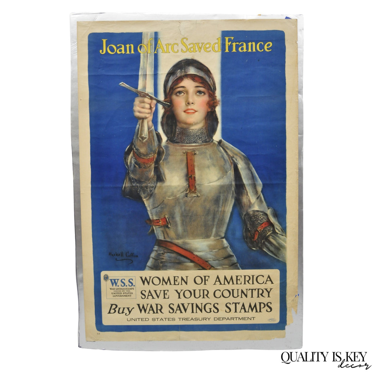 Original 1918 WWI Poster 'Joan of Arc Saved France' by William Haskell Coffin