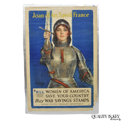 Original 1918 WWI Poster 'Joan of Arc Saved France' by William Haskell Coffin