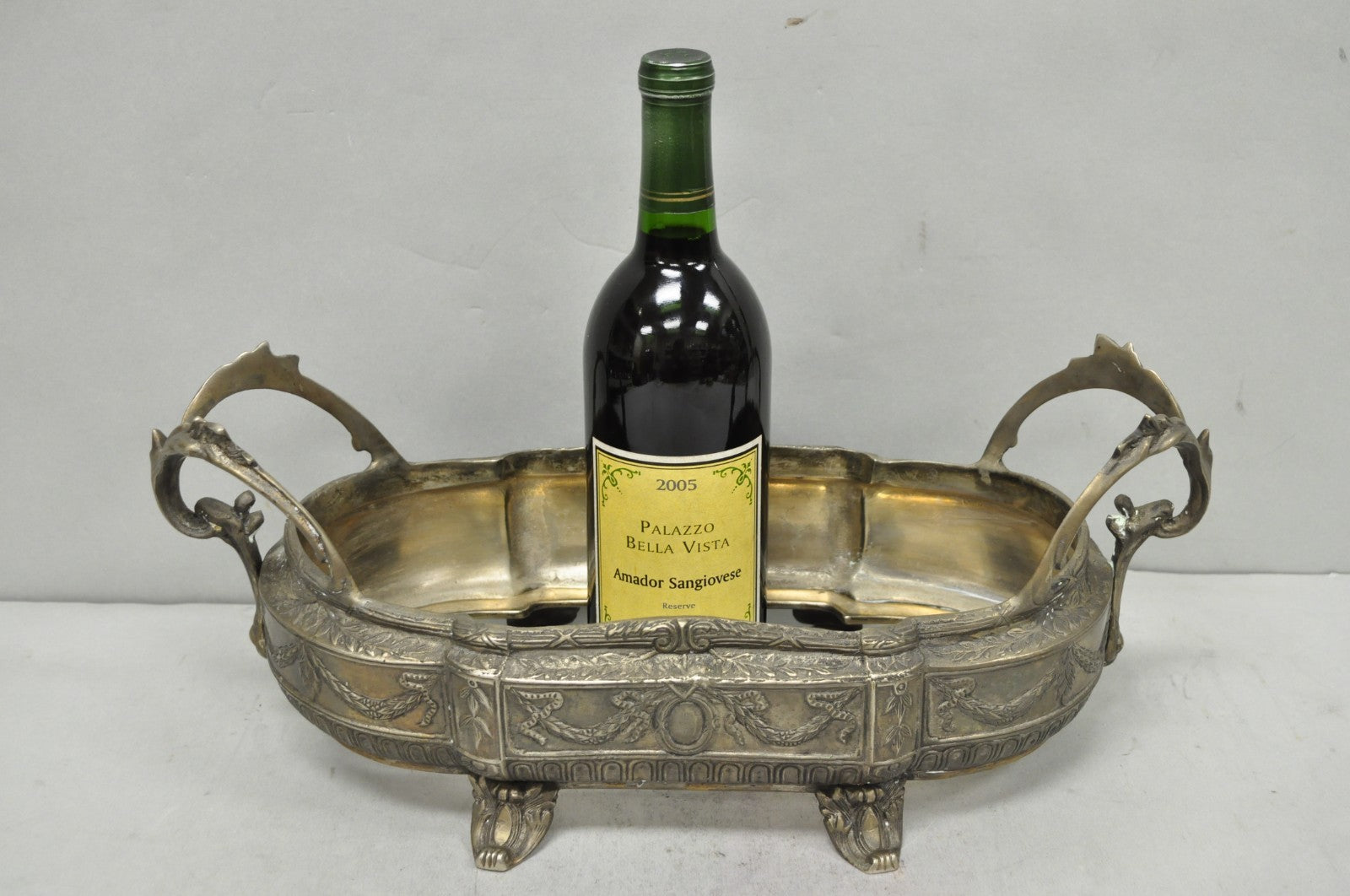 Vintage French Louis XVI Baroque Style Bronze Planter Centerpiece Bowl Dish