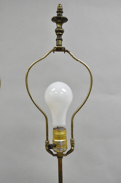 Antique French L&F Moreau Painted Metal Figural Mother & Child Table Lamps Pair