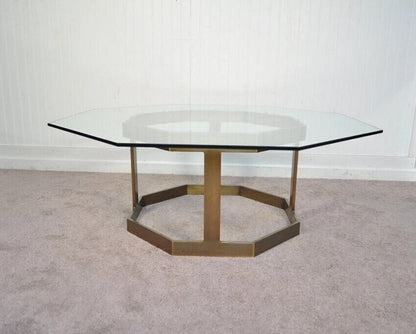 Vintage Mastercraft Hollywood Regency Brass & Octagonal Glass Coffee Table