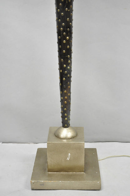 Vintage Leeazanne Postmodern Art Deco Style Metal Tapered Skyscraper Floor Lamp