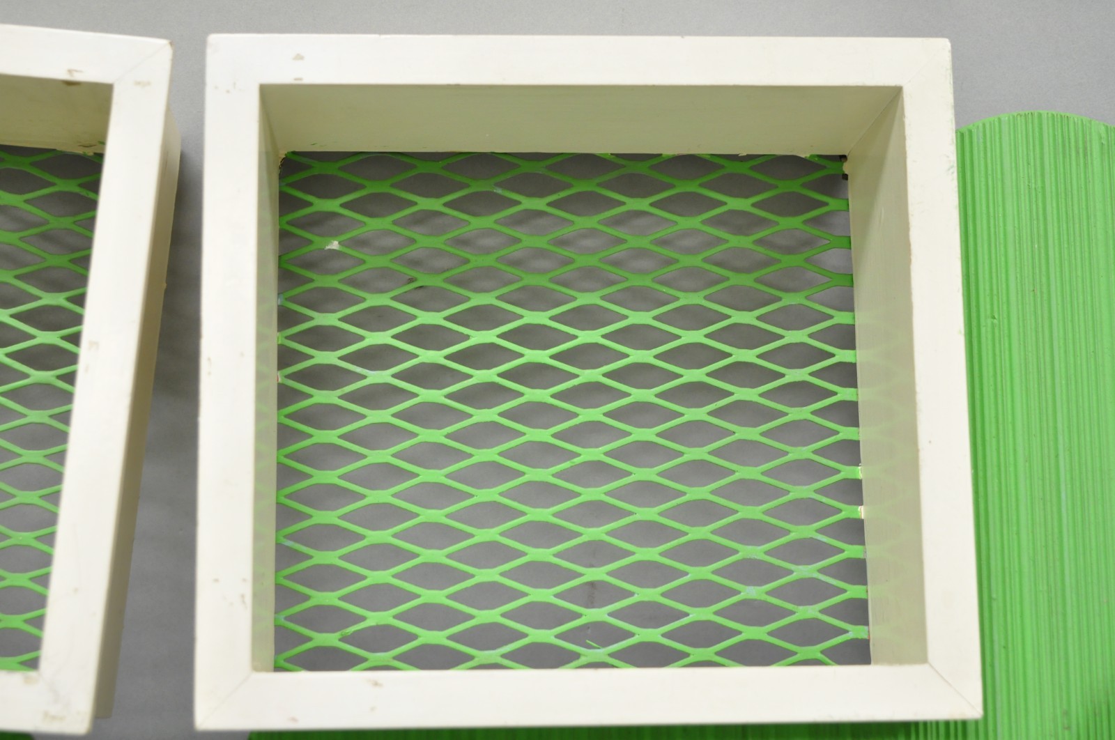 Vintage Mid Century Modern Green Theater Mask Shadowbox Wall Pocket Shelf - Pair