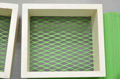 Vintage Mid Century Modern Green Theater Mask Shadowbox Wall Pocket Shelf - Pair