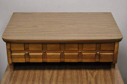 Mersman Mid Century Modern Walnut and Laminate Step Up Side End Tables - a Pair