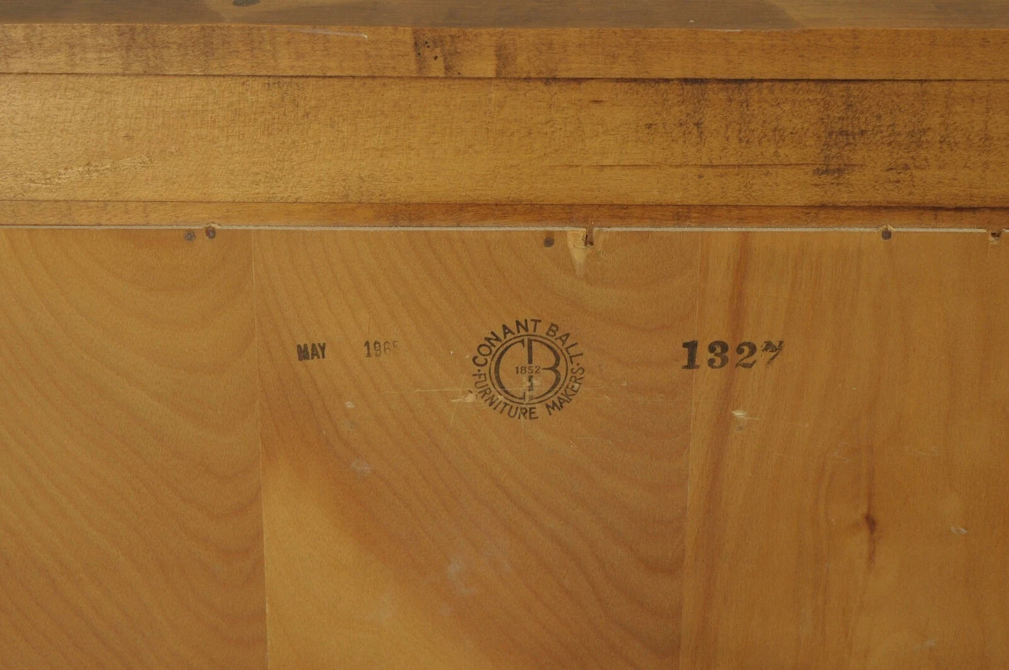 Conant Ball Colonial Maple Wood Console Cabinet Table w Clipper Ship Wall Mirror