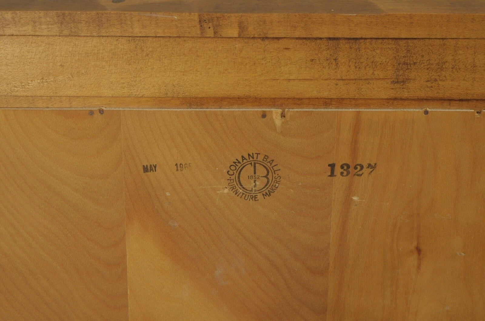 Conant Ball Colonial Maple Wood Console Cabinet Table w Clipper Ship Wall Mirror