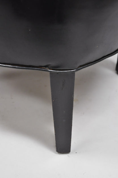Vintage Mid Century Modern Low Black Barrel Back Lounge Club Chairs - a Pair