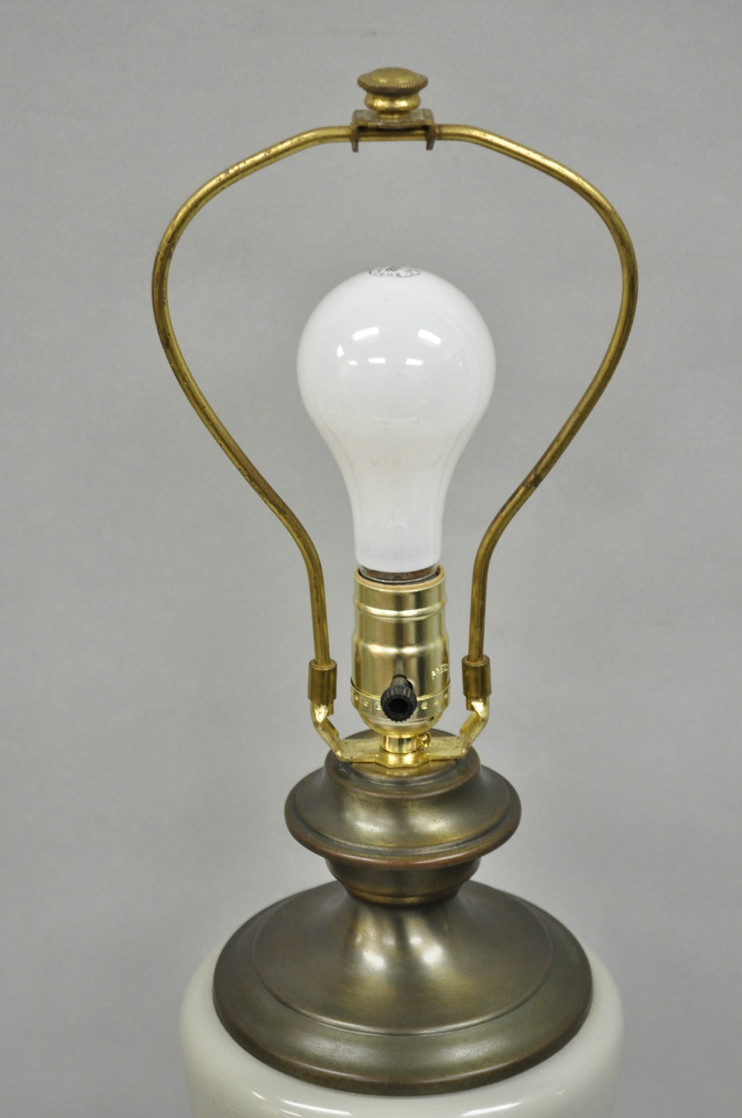Vintage Roman Classical Style Gray Porcelain Urn Neoclassical Table Lamp - Pair