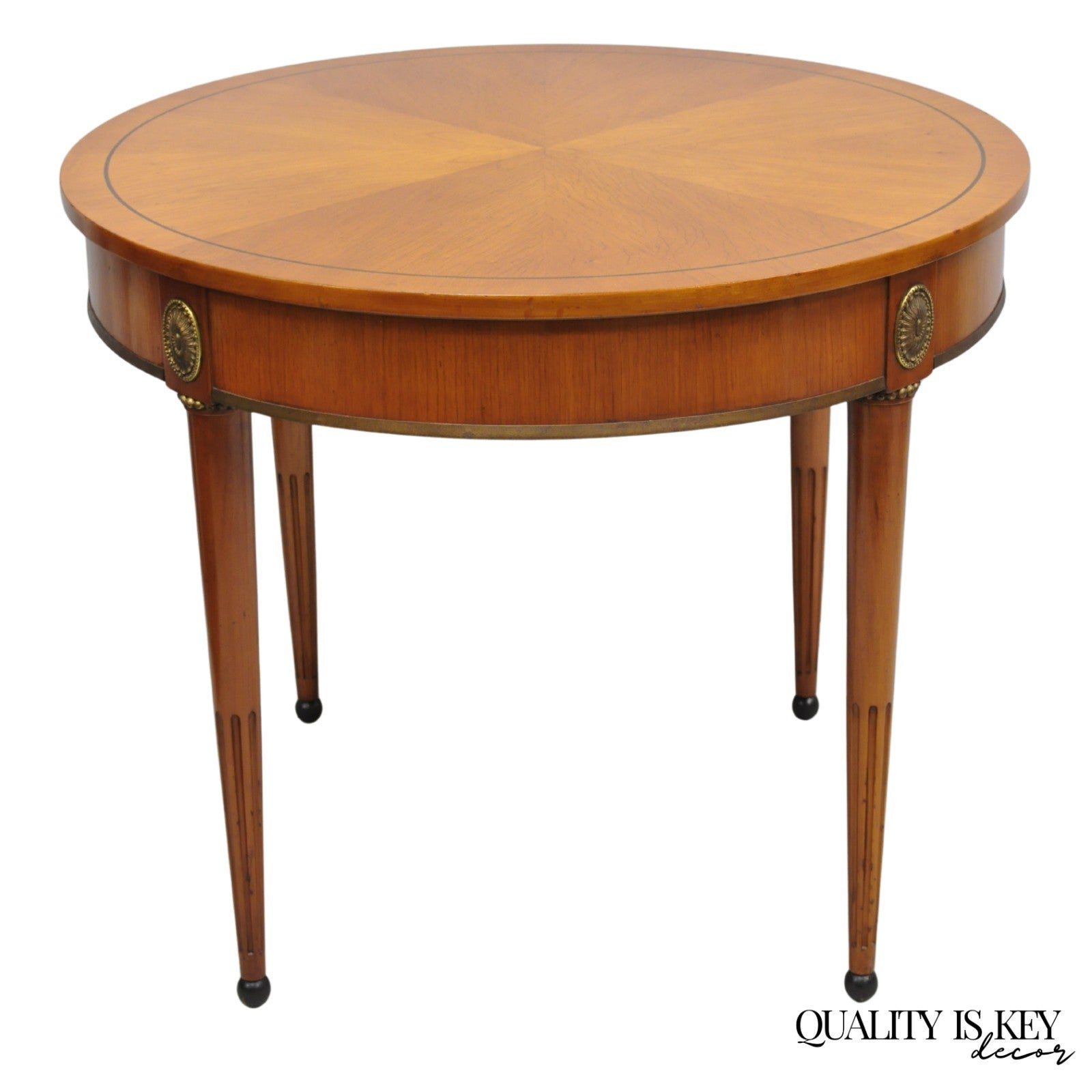 John Scalia French Empire Style Round Cherry Wood Bouillotte Lamp Side Table