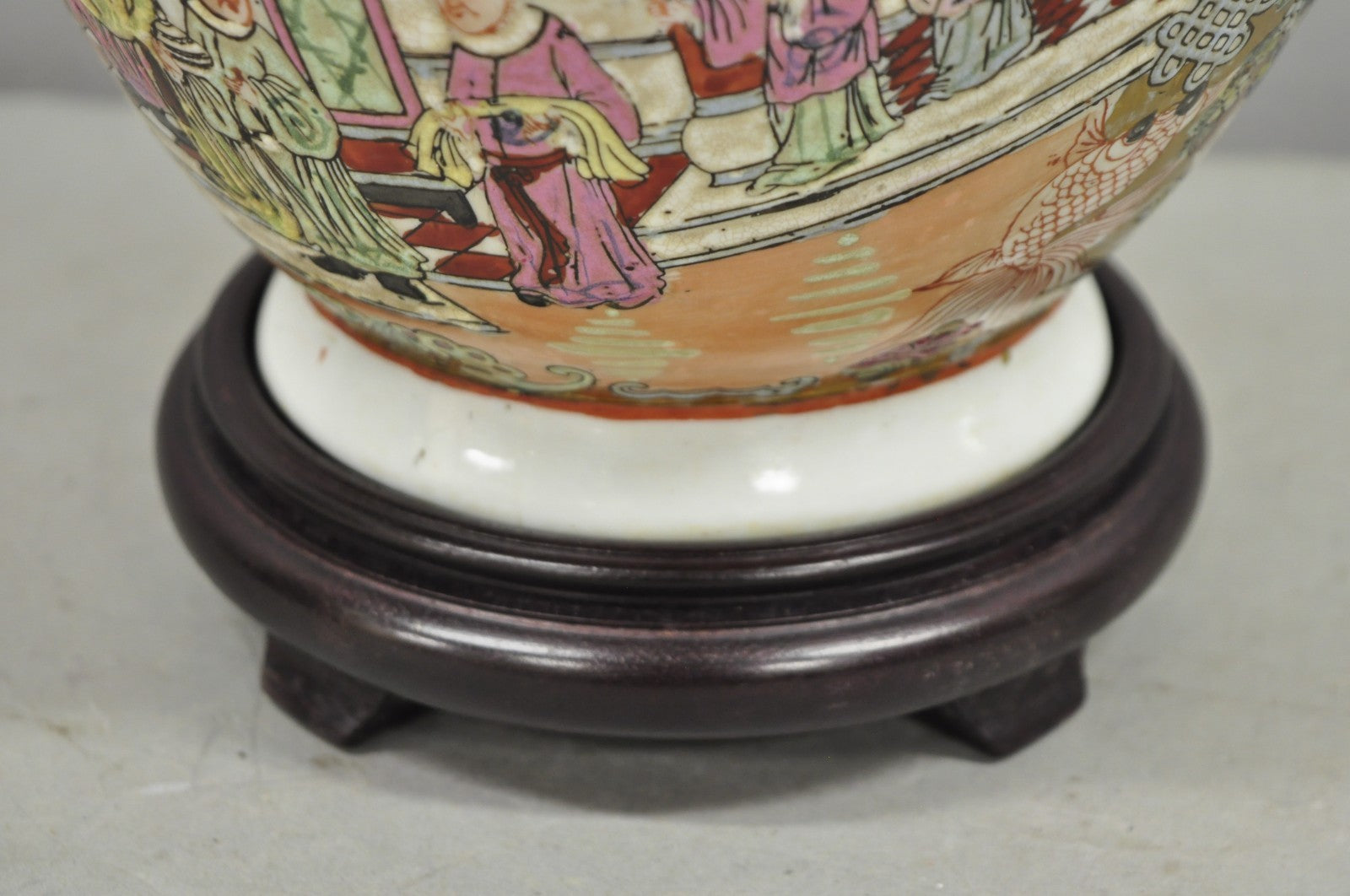 Vintage Oriental Porcelain Chinese Ginger Jar Vase Brass Chinoiserie Table Lamp