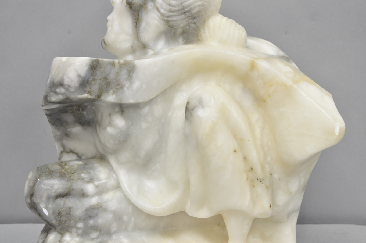 Vintage Seymour Shuren Modern Carved Alabaster Native American Figure Sculpture