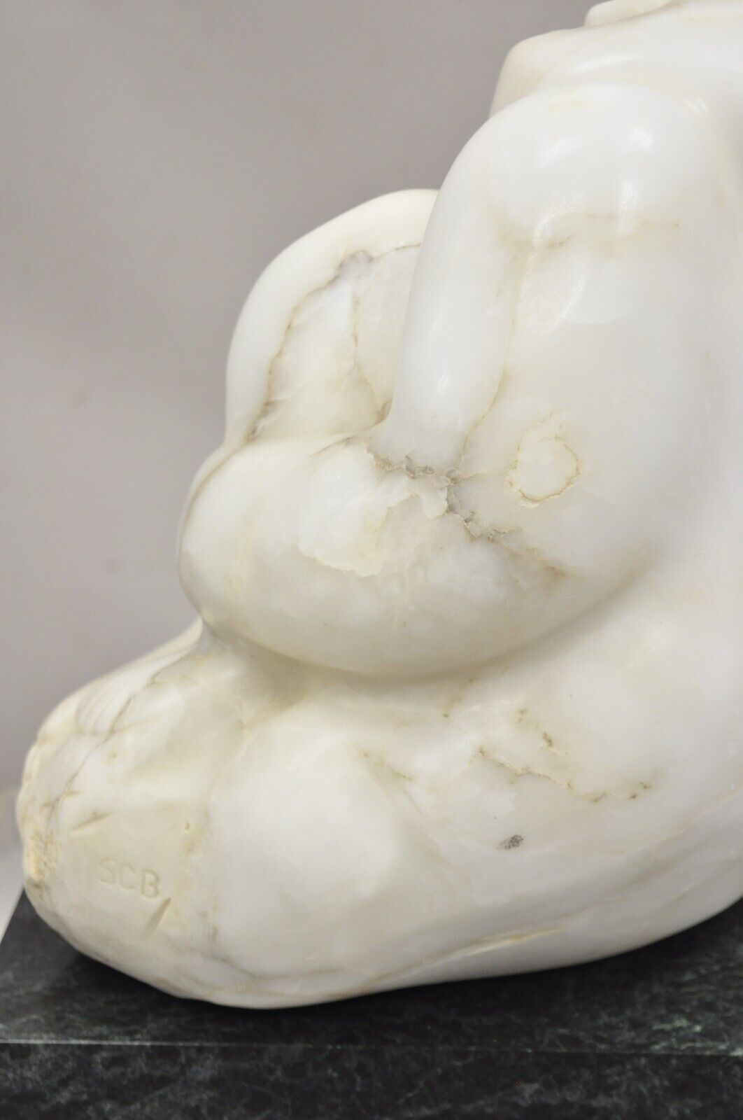 Sheryl C. Benjamin Marble Nude Figure Abstract Sculpture On Marble Base