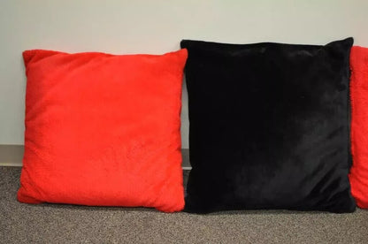 6 Vintage 27" Mid Century Modern Oversized Plush Red & Black Floor Throw Pillows