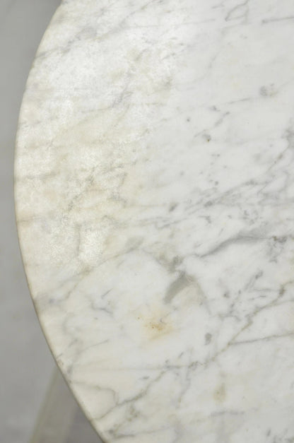 Mid Century Modern Hugh Acton Round Marble Top Chrome Lollipop Drinks Side Table