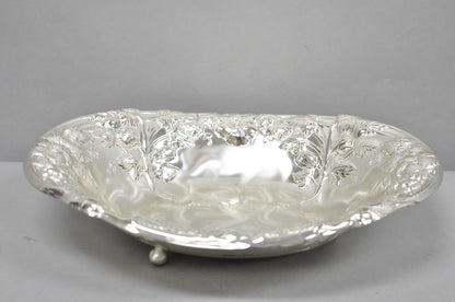 Vintage WMF Germany Ikora Silver Plated Brass Floral Repousse Nut Dish Bowl
