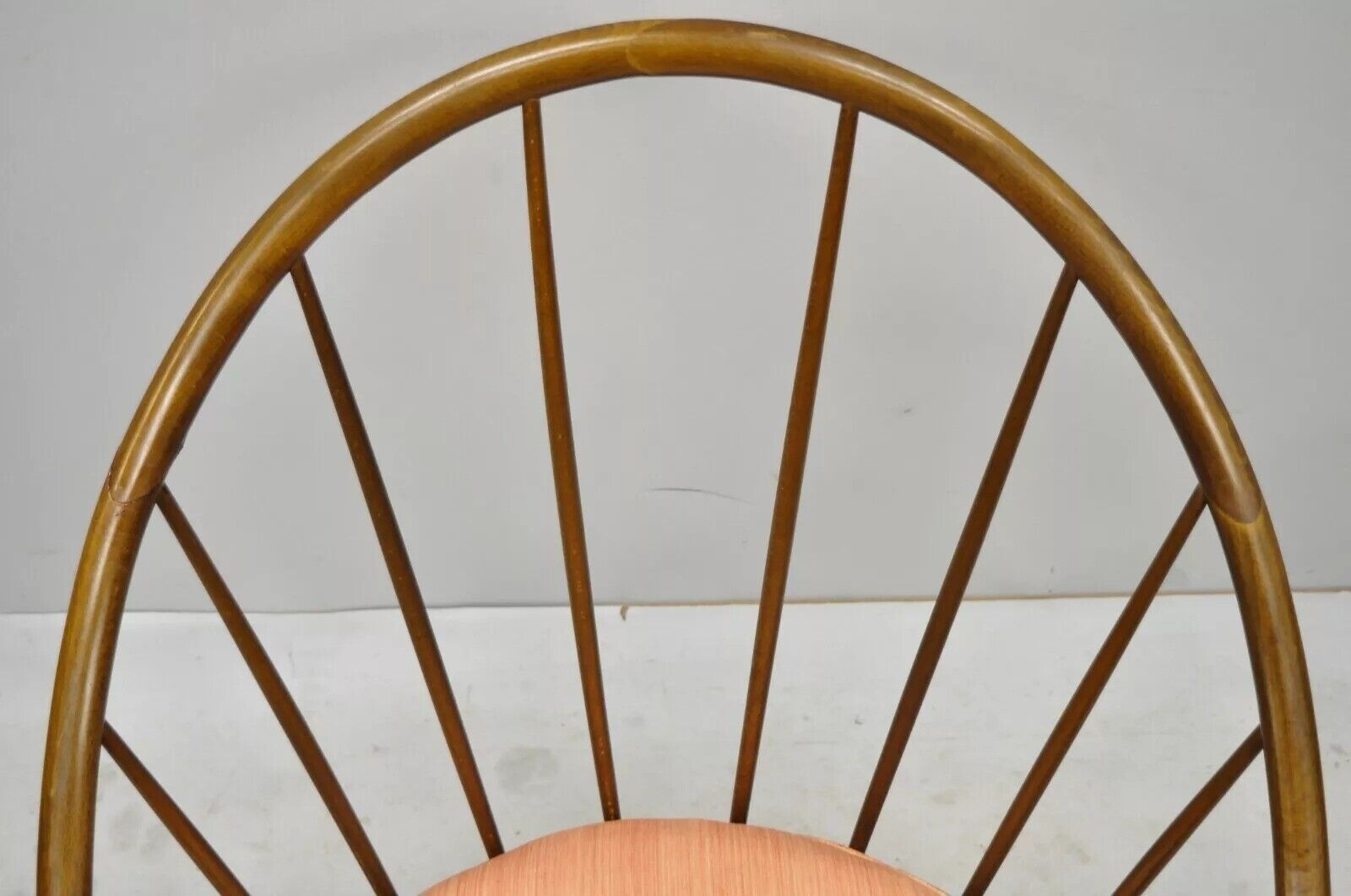 IB Kofod Larsen Selig Style Danish Modern Walnut Peacock Hoop Spindle Chair