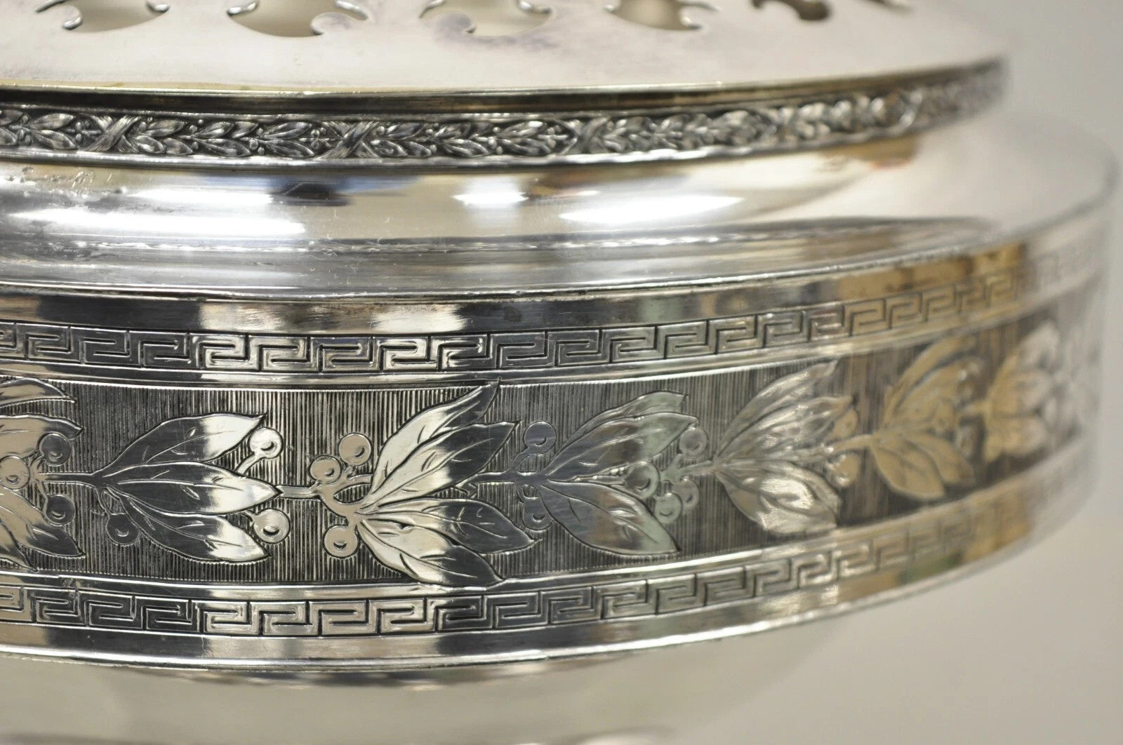 Antique Wallace Bros & Co. Victorian Silver Plated Reticulated Lid Butter Dish