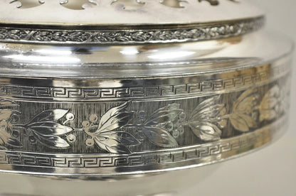 Antique Wallace Bros & Co. Victorian Silver Plated Reticulated Lid Butter Dish
