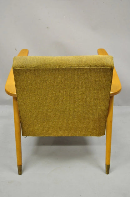 Vintage Mid Century Modern Blonde Wood Paul McCobb Style Paddle Arm Lounge Chair