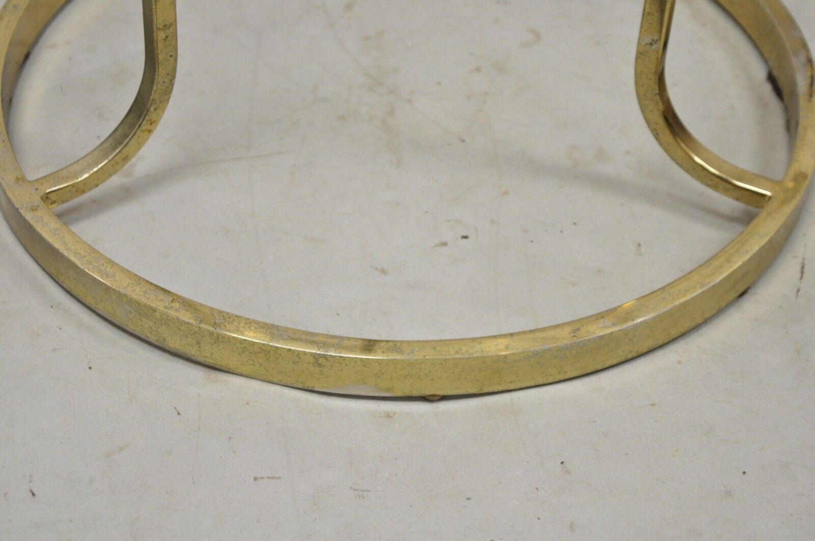 Vintage Mid Century Gold Brass Metal Baughman Style Round Side Tables - a Pair