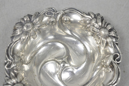 Antique English Art Nouveau Silver Plated Floral Repousse Nut Dish Bowl Set of 8