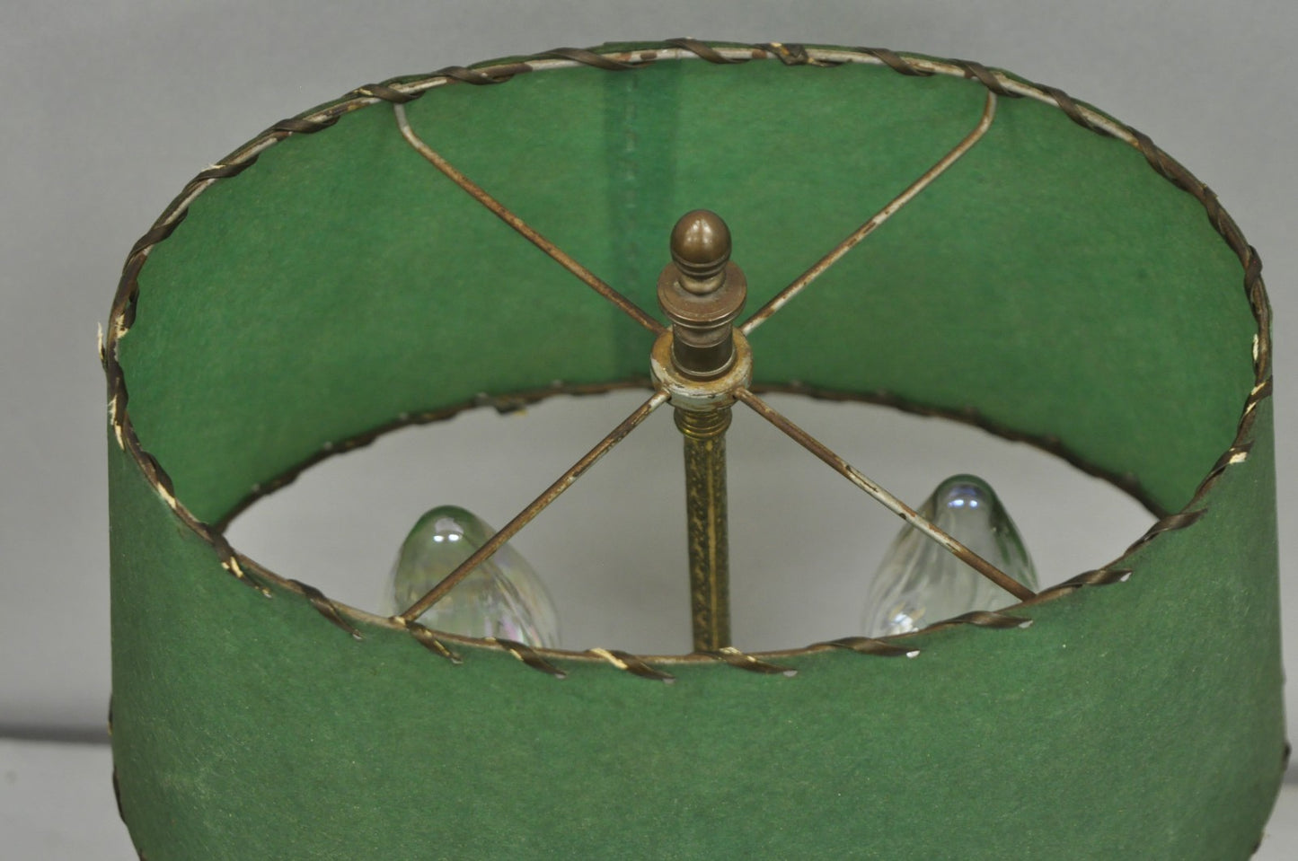 Antique Art Deco Art Nouveau Gold Gilt Metal Student Desk Lamp w/ Green Shade