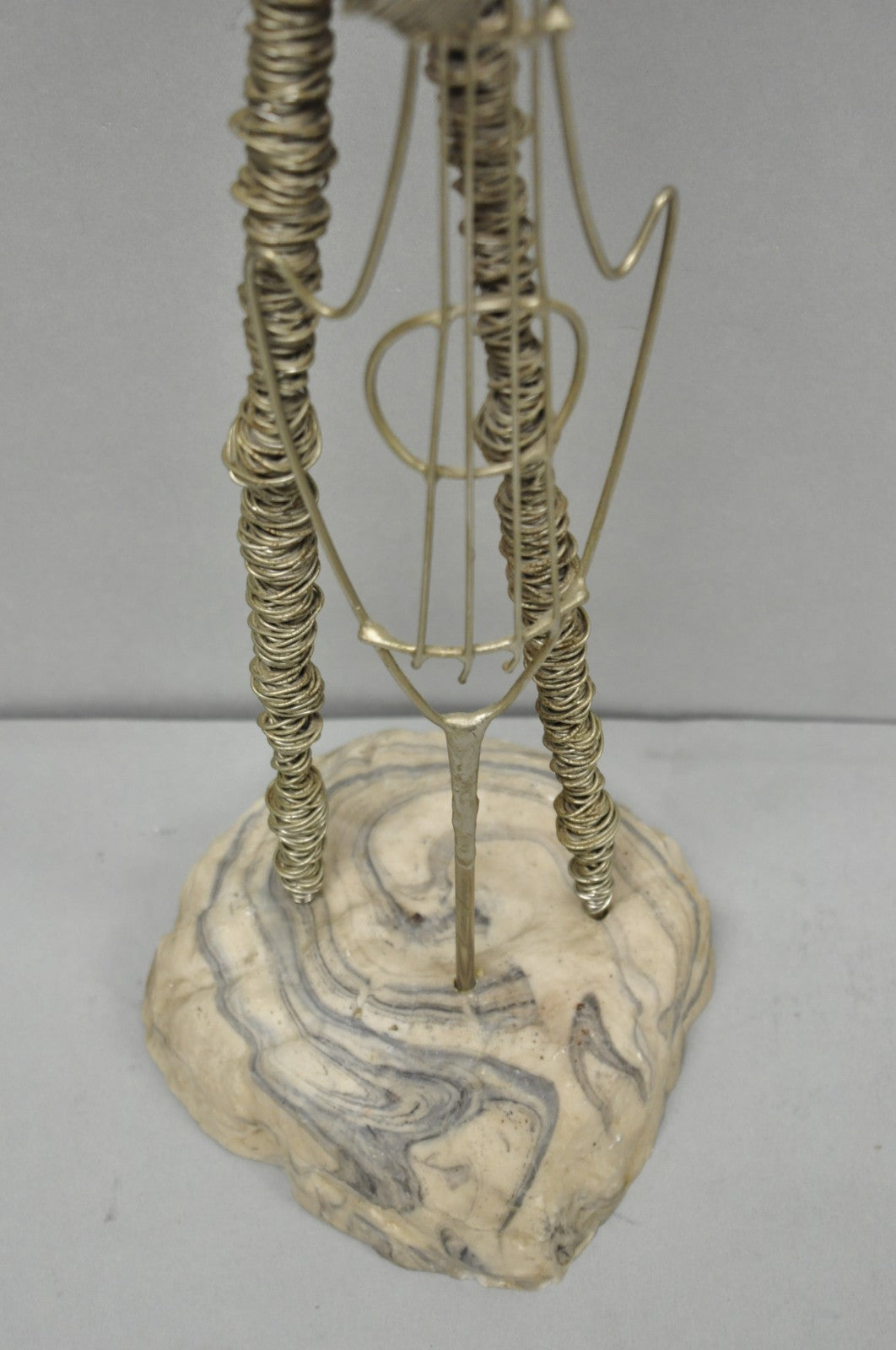 Vintage Mid Century Modern Brutalist Wire Musician Band Figure Sculpture - 2 Pc