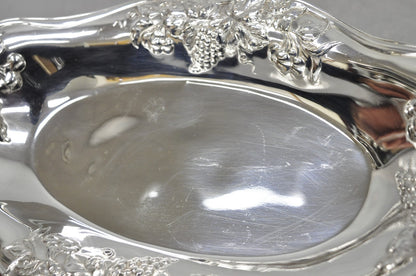 Superior Silver Grapevine Repousse Silver Plated Bread Plate Tray Trinket Dish