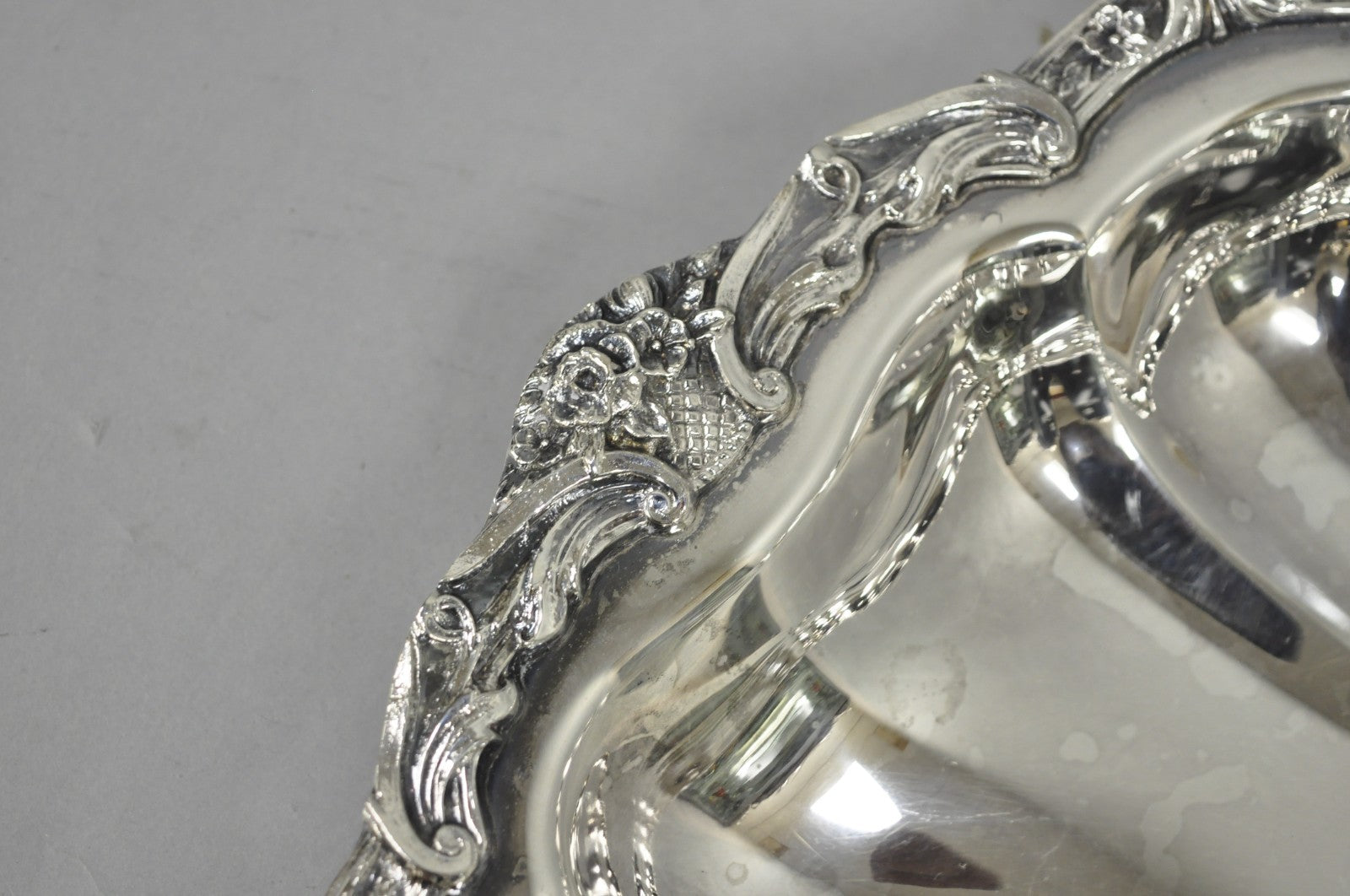 Vintage Victorian Silver Plated "Rose Basket" Round Shallow Serving Platter