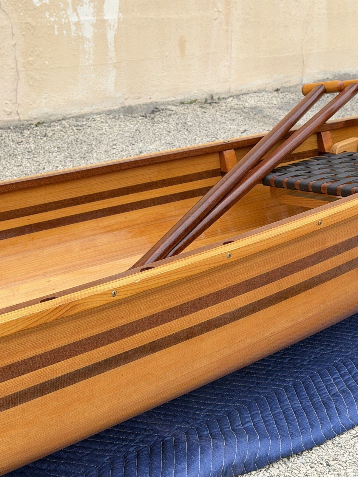 Cedar Strip Built 14' Square Stern Canoe & British Seagull 40 Outboard Motor