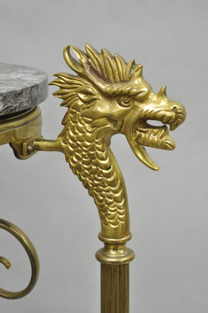Antique Italian Renaissance Brass Figural Dragon Head Pedestal Table Plant Stand