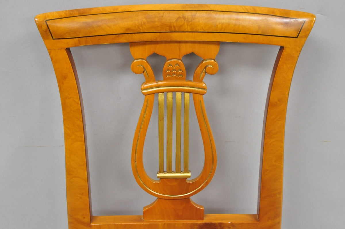 Vintage Italian Regency Lyre Harp Burlwood Desk & Chair by Binda Collection