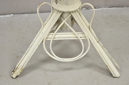 Antique Victorian Arts & Crafts Bentwood Wicker Rattan White Accent Side Table