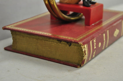 Vintage Equestrian Porcelain Snooty Mr Fox Brass Trumpet on Red Book Table Lamp