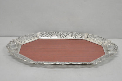Vintage Victorian Melamine & Silver Plated Faux Wood Bar Liquor Serving Tray